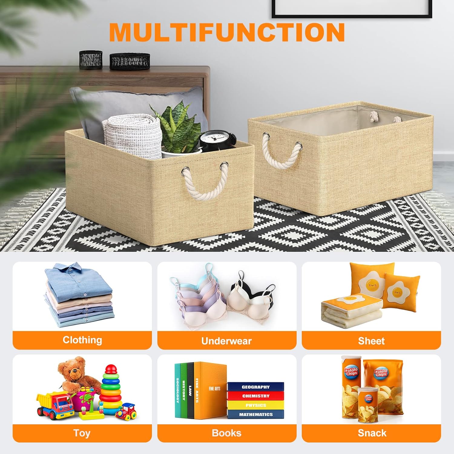 Lot de 4 Boîte de Rangement en Tissu, 40 x 30 x 20 cm, Panier de ...