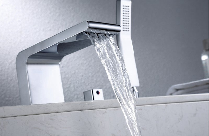 BERNSTEIN - Ensemble Robinet mélangeur Chrome Baignoire 4 trous en Cascade, Ensemble Pommeau Douchette Bain - 6080 - 4