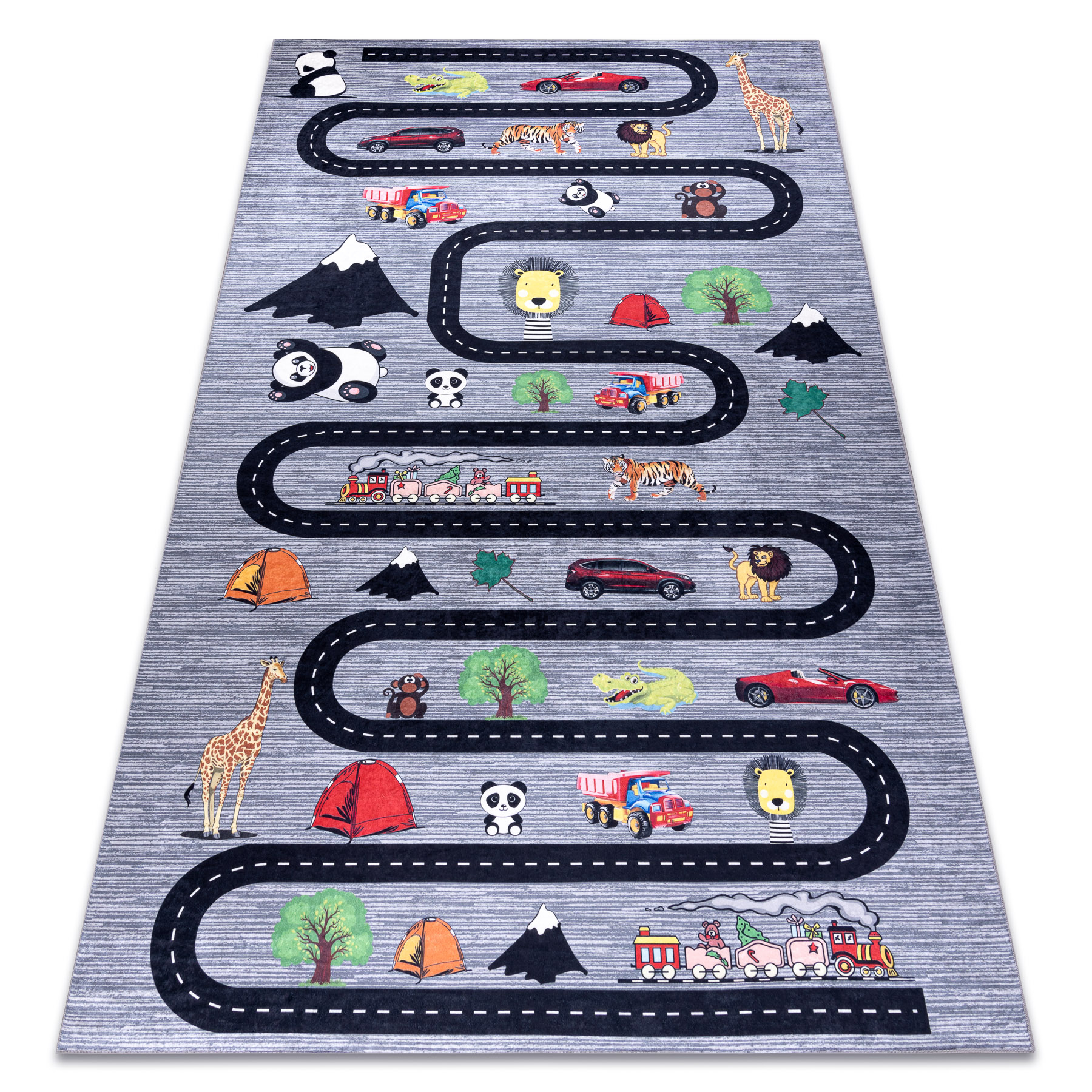 Alfombra lavable bambino 2092 calles, coches para niños antideslizante - antracita 160x220 cm