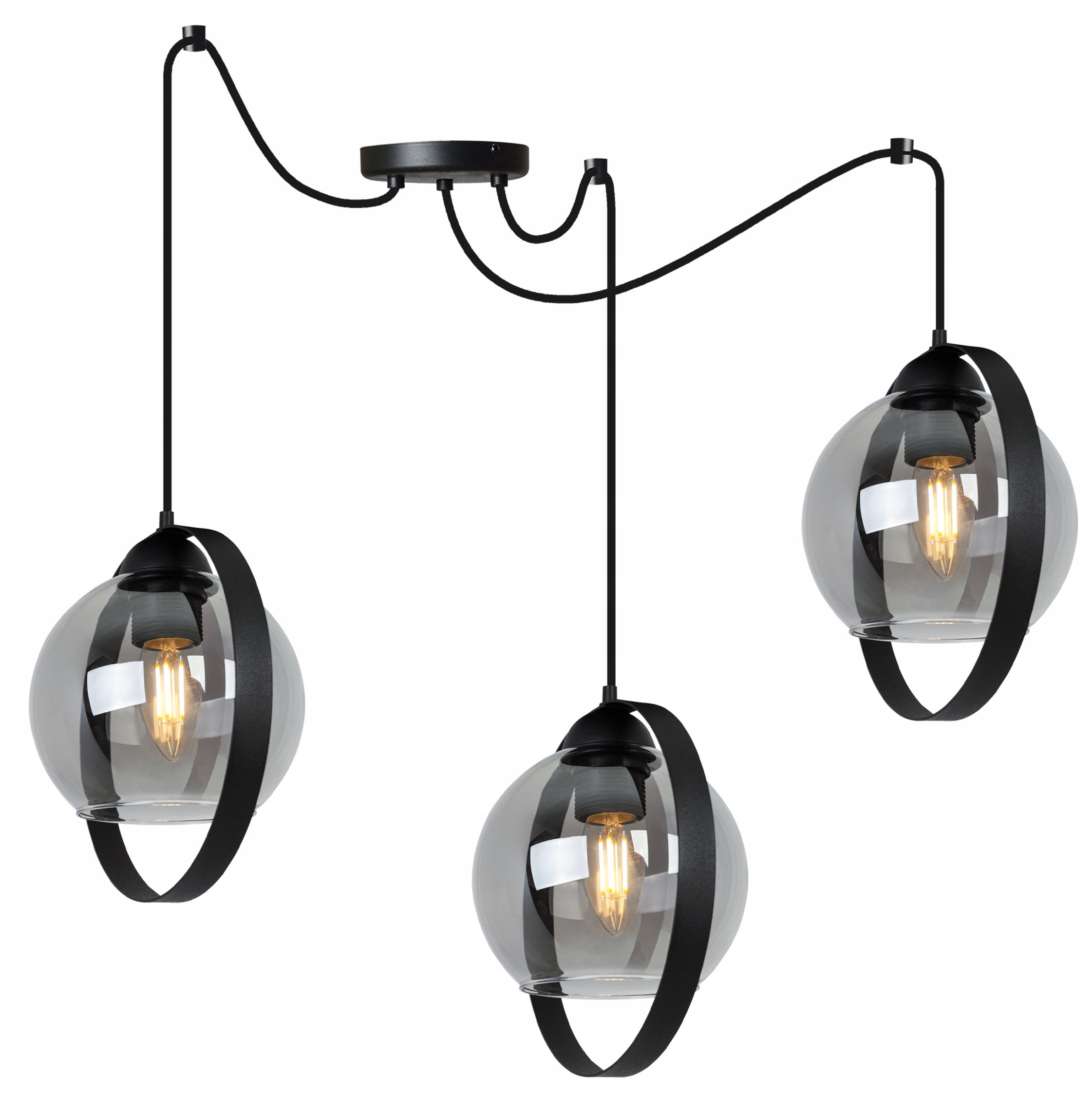 Lampa sufitowa wisząca trendy 3xE27 klosz pierścienie srebrny Light Home LH