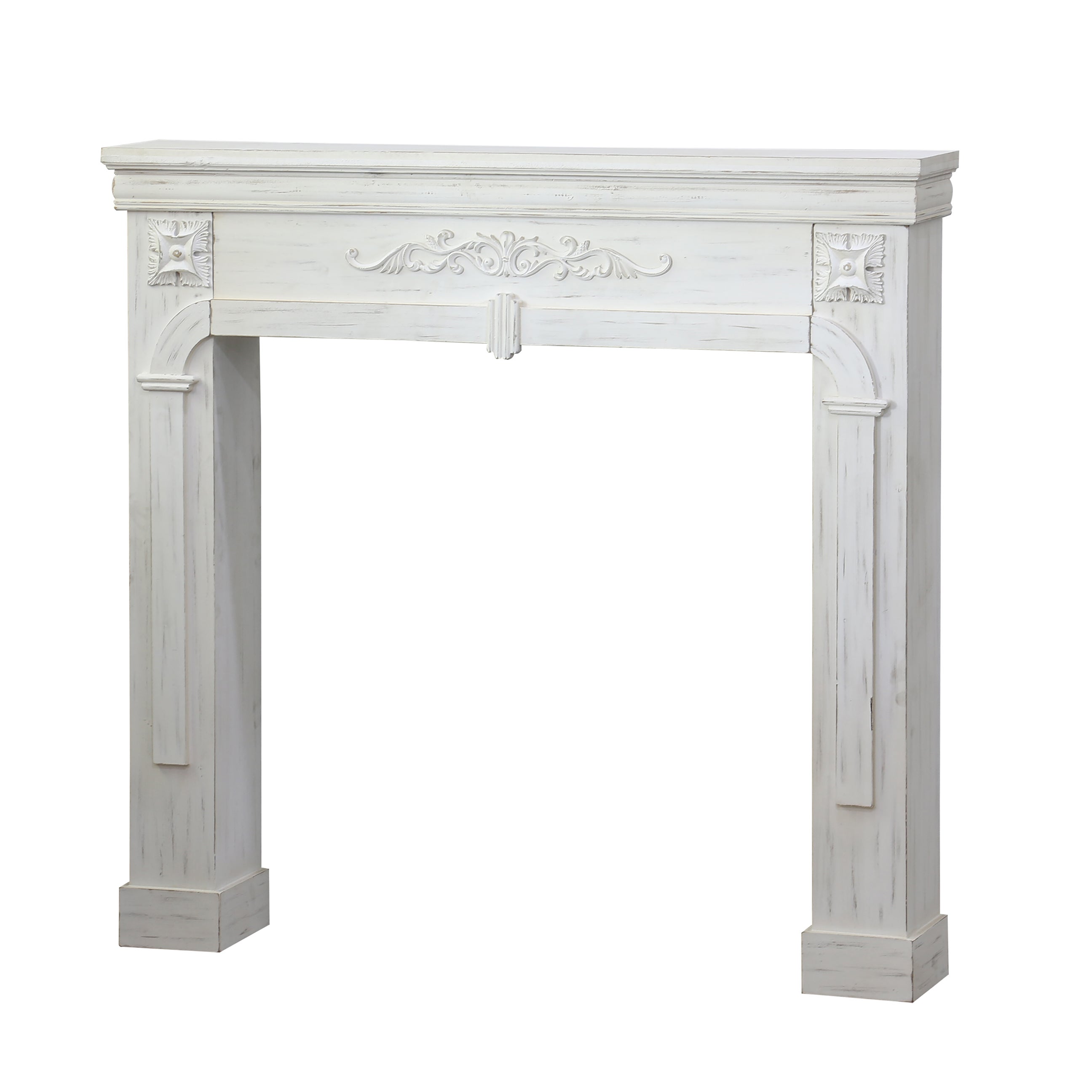 CONTOUR DE CHEMINEE EN BOIS BLANC CERUSE 104X17XH100CM - 3
