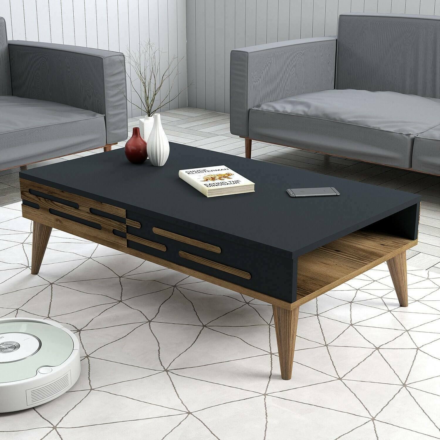 Mesa Auxiliar Ansgar Estilo Nórdico – Mesa De Centro Redonda, 80 Cm, Patas De Madera
