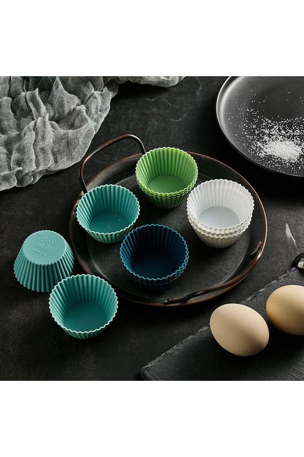 24pcs Pirottini Silicone Muffin,Riutilizzabili,4 Colori,Antiaderenti,Pirottini da Forno in Silicone,per Dolci in Silicone per Muffin, Torte, Budini