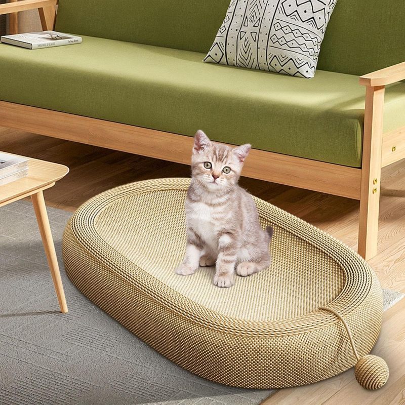 Cama arranhadora de sisal trançado para gatos com corda resistente, ninho e brinquedo tudo-em-um, não solta pelos e é resistente a arranhões para dive - 4