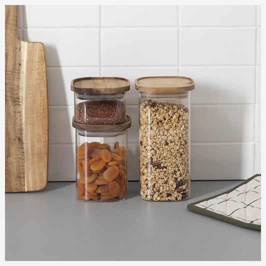 Tarro de cristal con tapa de acacia Hermet 0,6L , 5five - 6