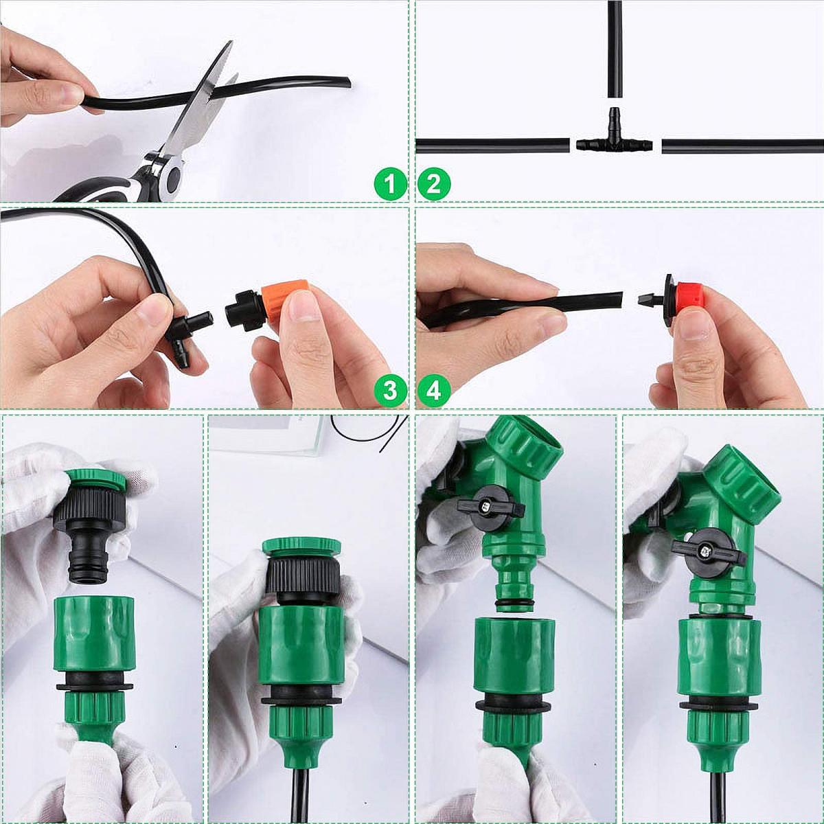 Système d'irrigation Jardin, 200Pcs Kit d'irrigation Goutte, Kit d'irrigation Goutte à Goutte Automatique avec 50m Tuyau. - 6