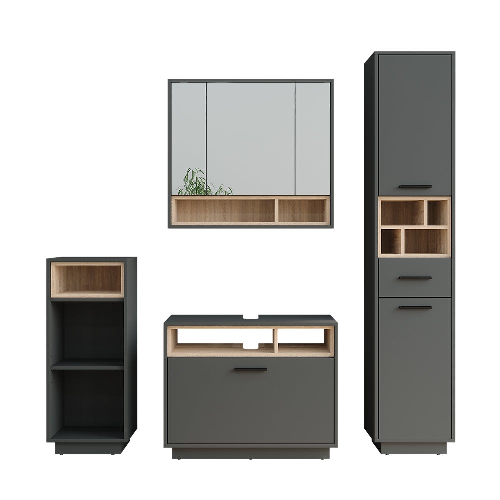 Vicco Zestaw mebli łazienkowych Beatrice, Antracyt/Sonoma, Zestaw 4