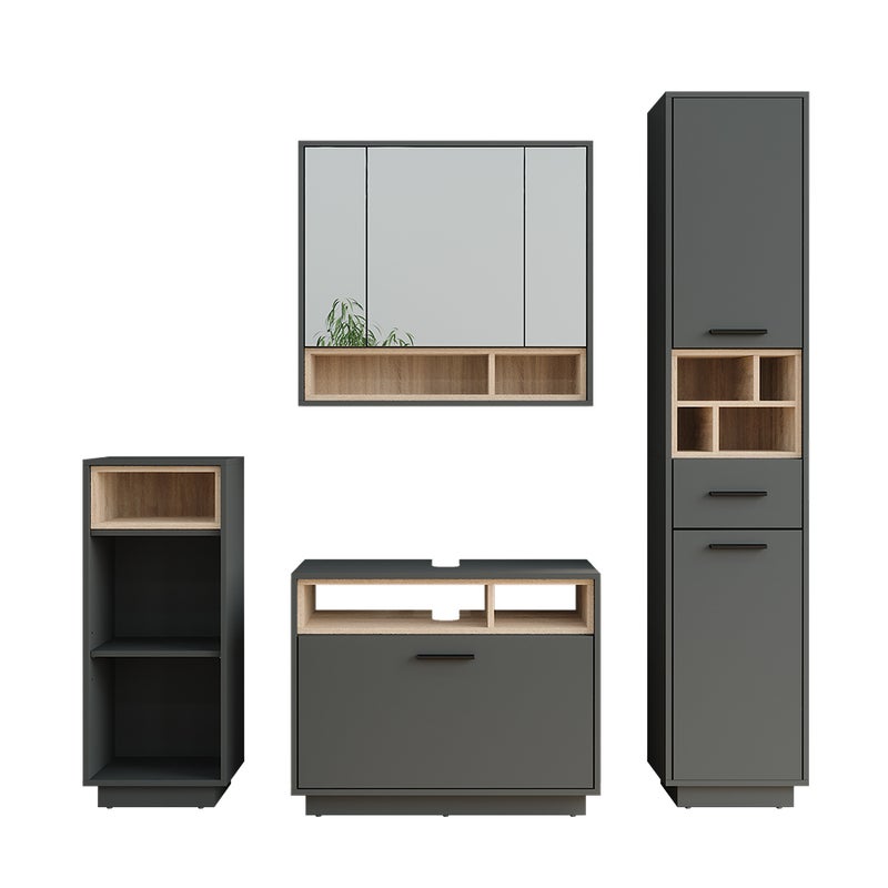 Vicco Zestaw mebli łazienkowych Beatrice, Antracyt/Sonoma, Zestaw 4