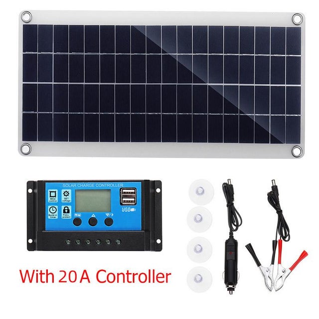Panneau Solaire 300W 12V, Kit de Panneau Solaire, Chargeur de Batterie Kit avec régulateur de Charge Solaire 20A pour Camping-Car, Yacht, extérieur