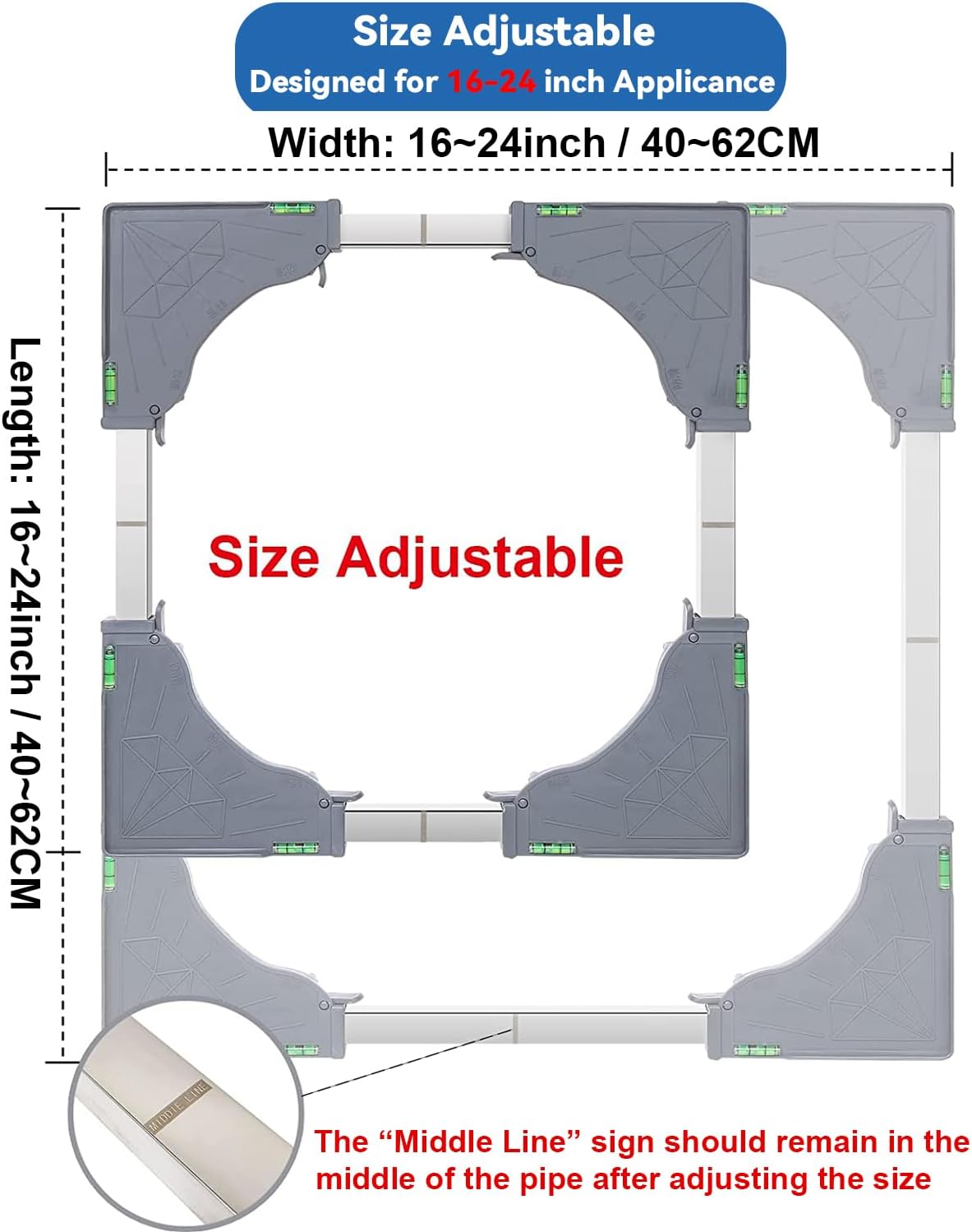 TrAdE Shop Traesio - Base Mobile Supporto Per Frigo Frigorifero Lavatrice Ruote Carrello 40-65cm