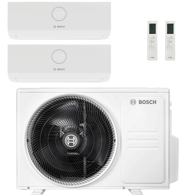 Climatisation 5000 réversible Bi-splits BOSCH - 1 unité extérieure + 2 unités intérieures de 2.6 kW