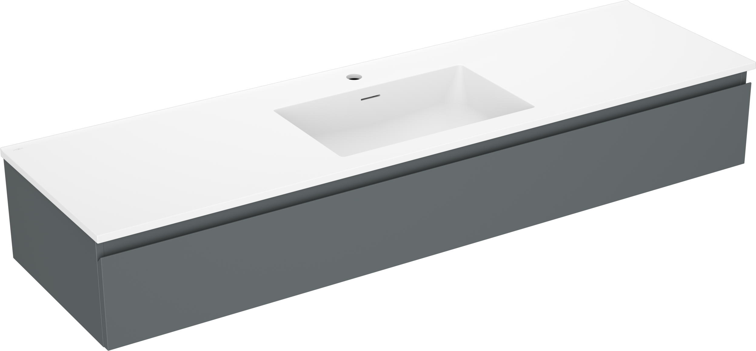 Mexen Orio szafka łazienkowa 160 cm z umywalką Otis, 1 szuflada, grafit mat/biała mat - 91A10-16023-1-BF66-W18M01