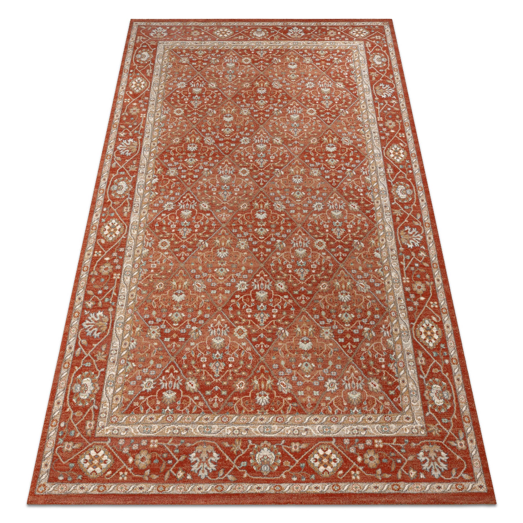 Dywan SOHO 477.27.LA300 wełniany OSTA - Romby, ramka geometryczny naturalny terakota / beż 200x300 cm