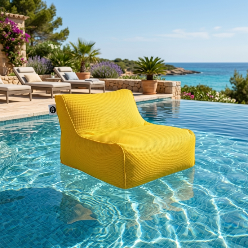 Fauteuil piscine XL flottant 100 x 90 x 70 cm intérieur / extérieur sans polystyrène Jaune (DC10090-8) - 2