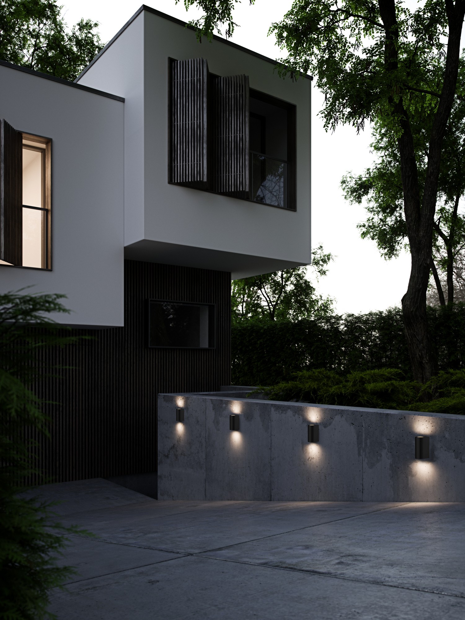 Asbol LED zewnętrzna lampa ścienna 2 światła x 6,50W nowoczesna i prosta z czarną prostokątną cylindryczną metalową strukturą