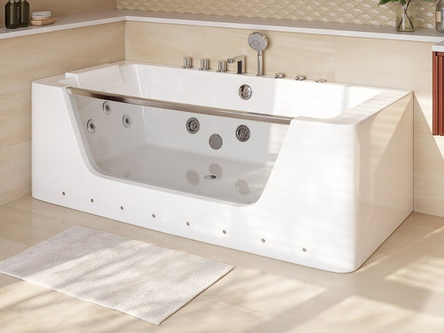 Przeszklona wanna z hydromasażem DYONA - 1-osobowa - 260 l - 170*85*58cm - Kolor: biały