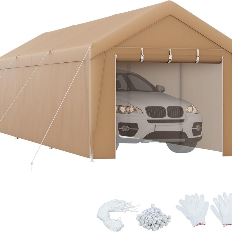 Namiot garażowy, wiata, wymiary: 490 x 290 x 245 cm, garaż namiotowy z drzwiami, namiot pastwiskowy, namiot magazynowy, garaż, łodzi, ładunku, szary