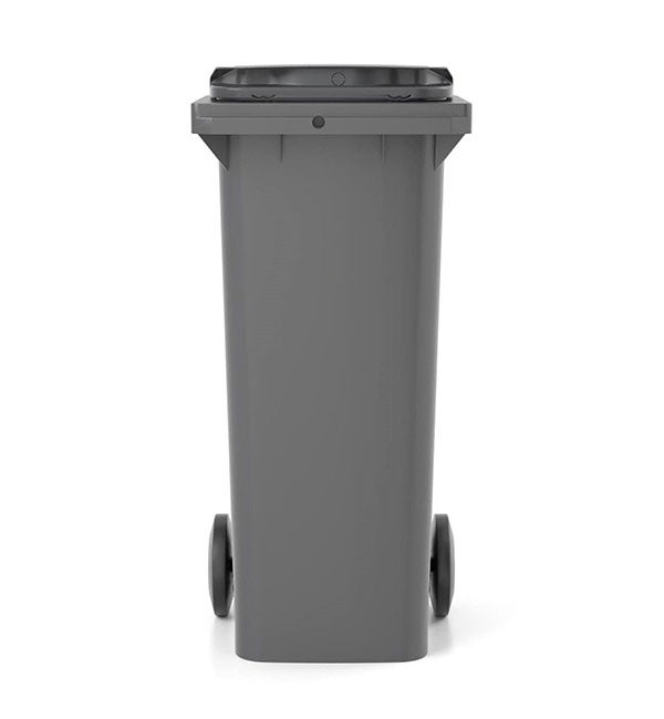 Bidone carrellato per raccolta differenziata 360 litri bicolore - Fondo grigio e coperchio verde chiaro - Mobil Plastic