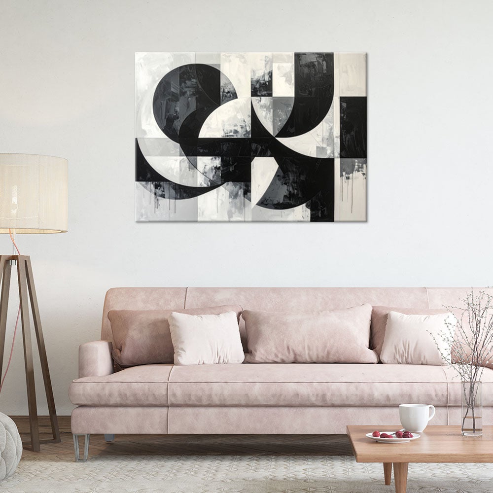 Obraz do salonu biura loftu, Geometryczne formy abstrakcja czarno biały 120x80 - 2