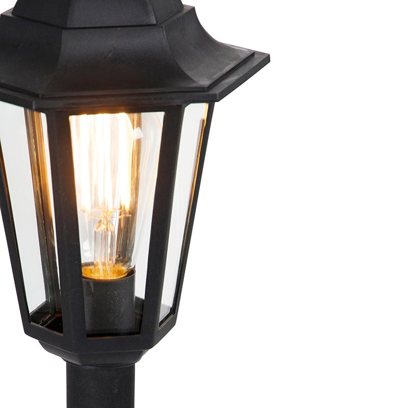 Qazqa classic-antique lanterne extérieure pour jardin - New Haven - noir, max. 15w, e27, 122cm, IP44 - 4