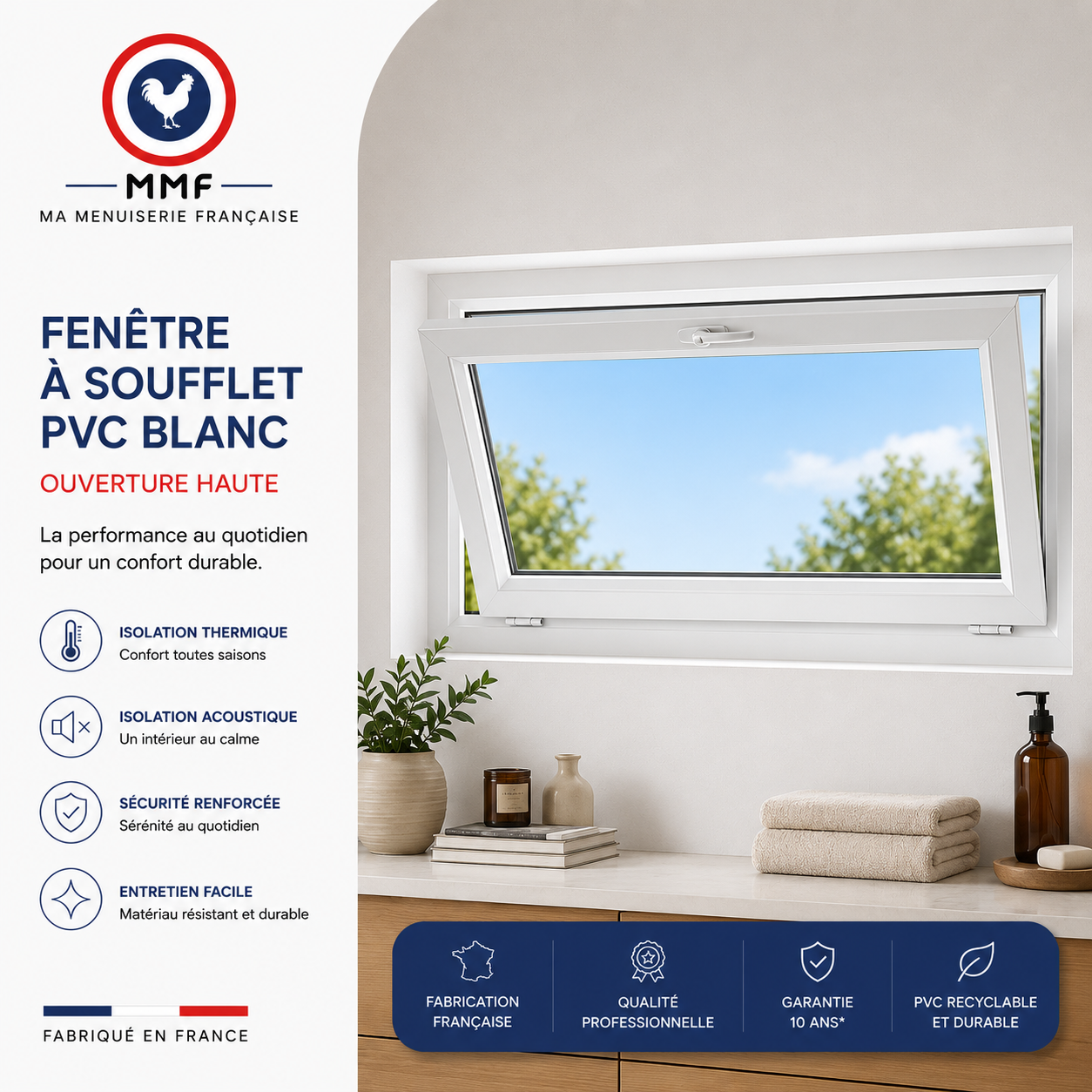 Chassis soufflet PVC gamme Confort sur mesure - 135x80 cm - Gris ...