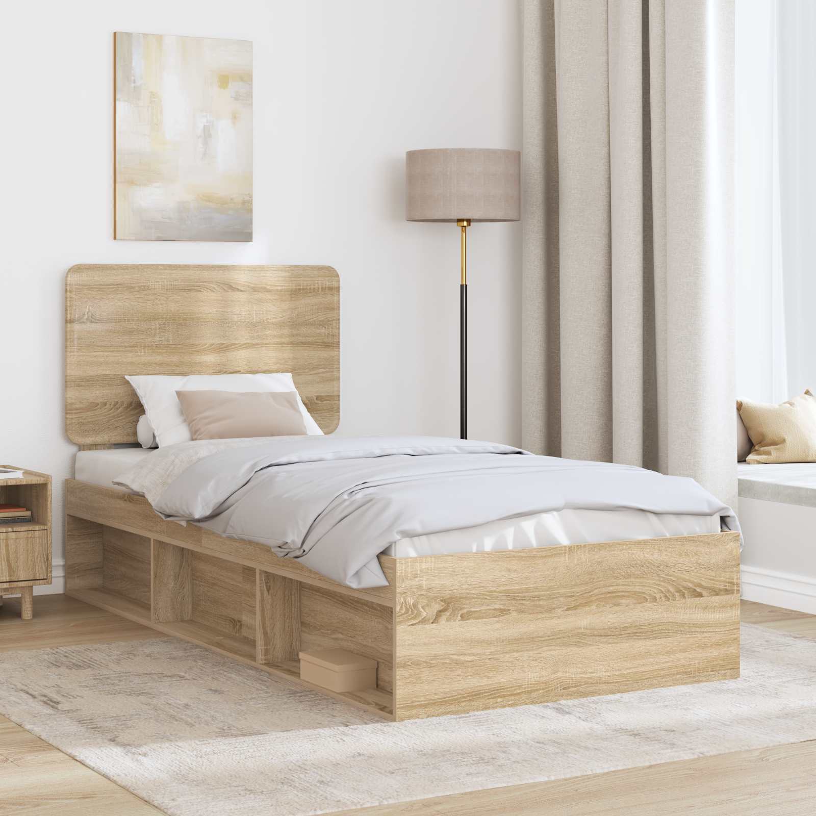 Cadre de lit chêne 75 x 190 cm bois de pin massif - 3