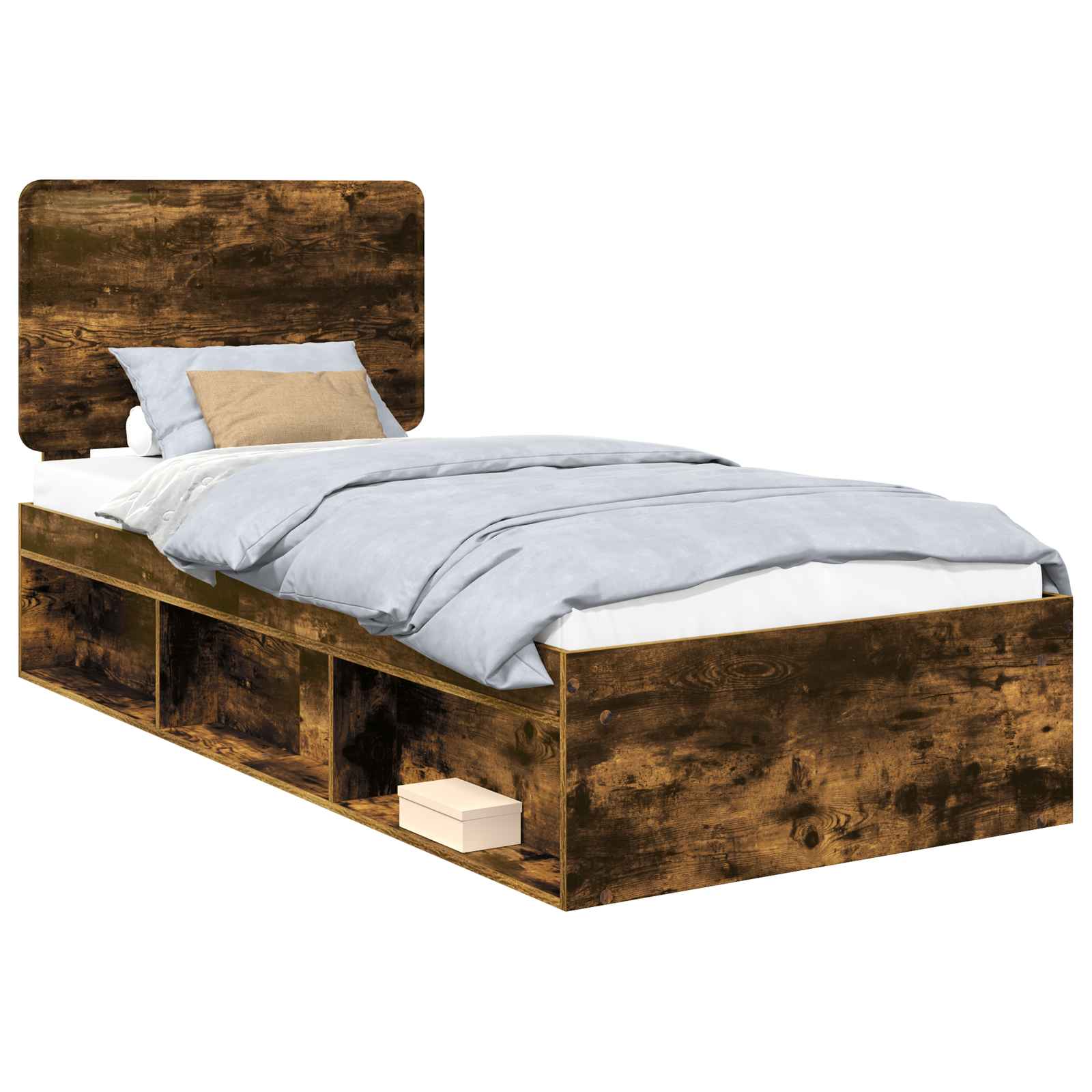 Cadre de lit chêne fumé 100 x 200 cm bois de pin massif - 2
