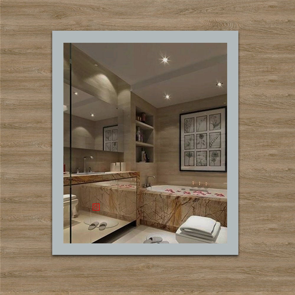 Miroir anti-buée, Miroir salle de bain avec éclairage intégré, Miroir rectangulaire délicat , 60 x 50 cm, épaisseur:4 cm - 2