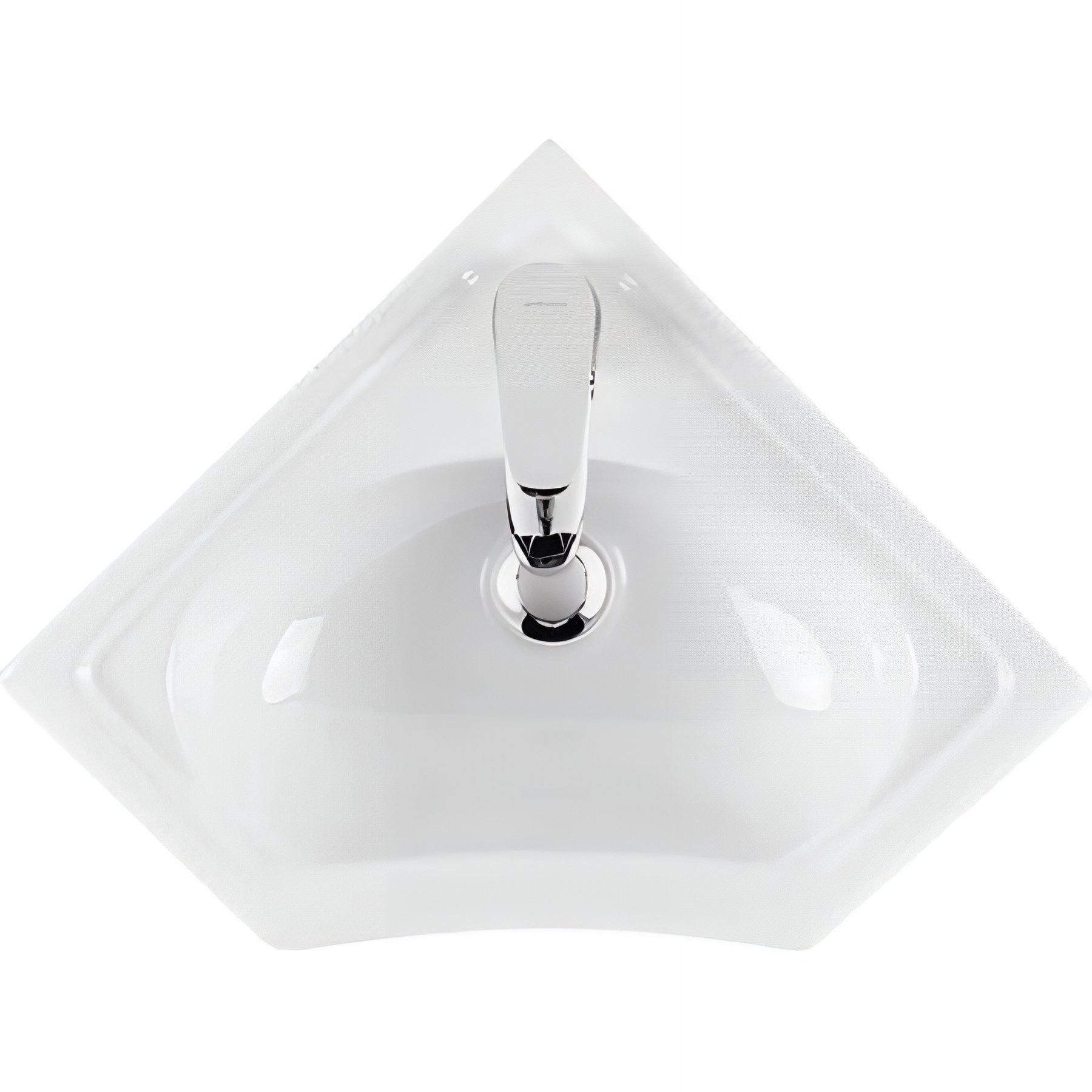 Lave mains d'angle mural céramique traditionnelle SANINDUSA 36x36 Sado blanc (robinet non inclus) - 3