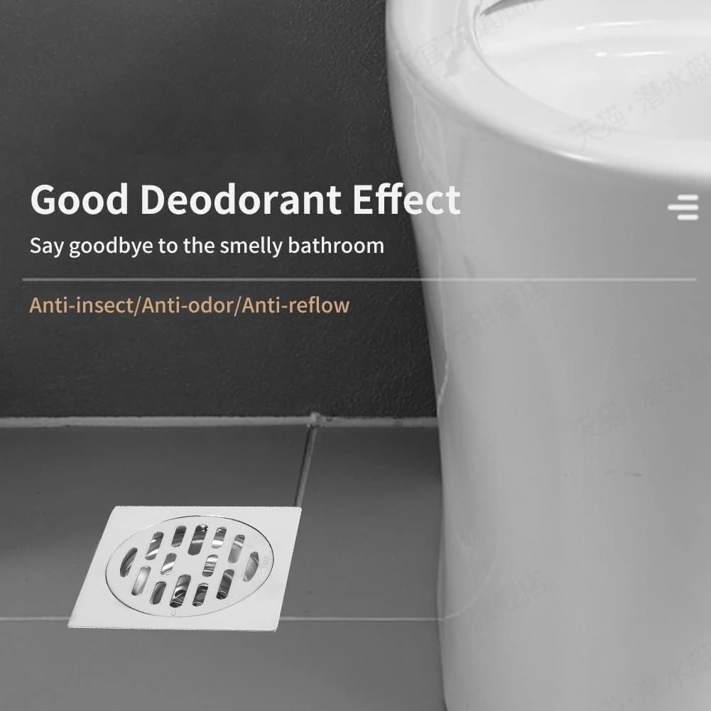Siphon de Sol en Acier Inoxydable Anti-Odeur Carré de Salle de Bain Déchets Gate Égouttoir de Douche Drain de Plancher avec Couvercle - 3