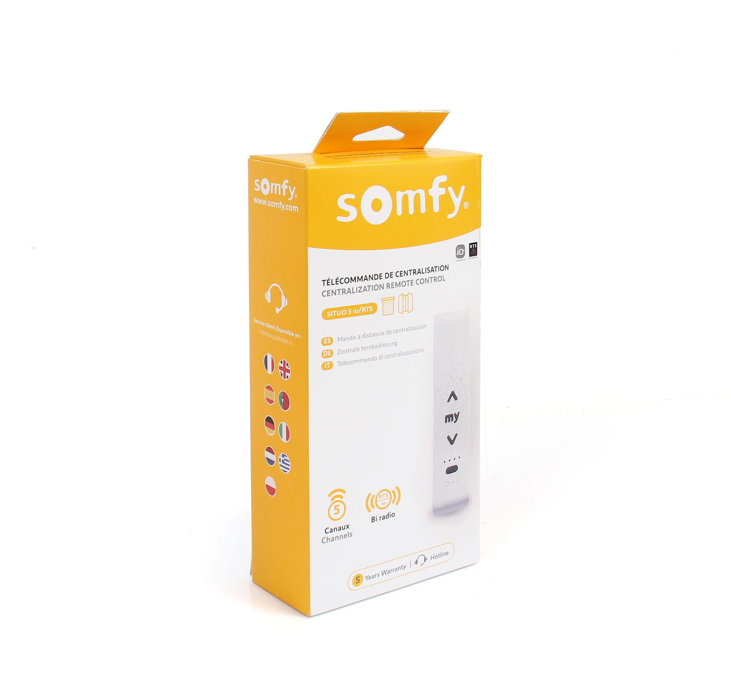 Somfy - Télécommande Situo 5 canaux bi-radio io/RTS pour volets et stores motorisés - Pour commander 5 moteurs ou 5 groupes de moteurs radio io/RTS - 4