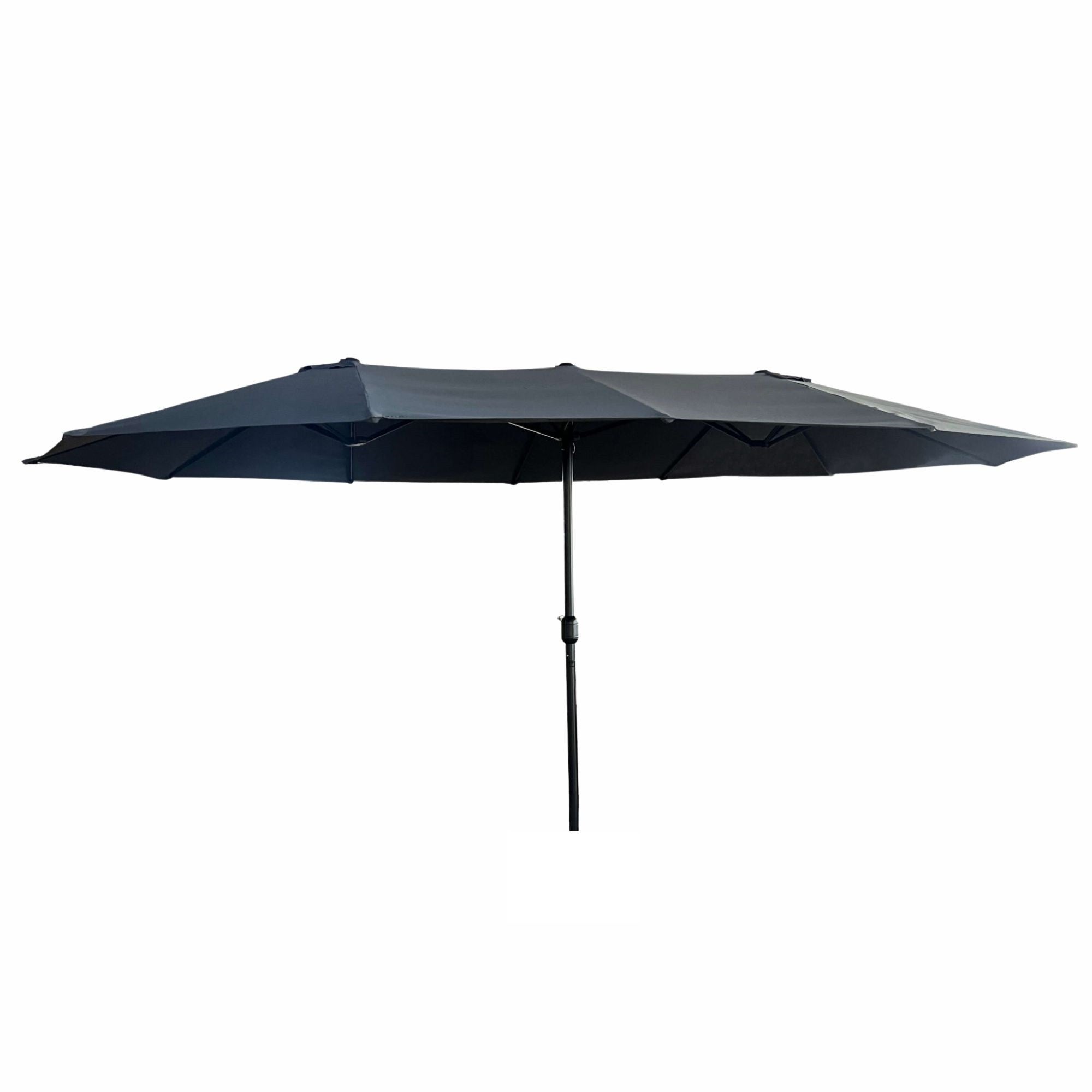 Podwójny parasol ogrodowy TILIA w kolorze ciemnoszarym waga 12,3 kg wymiary 460x270x245 cm
