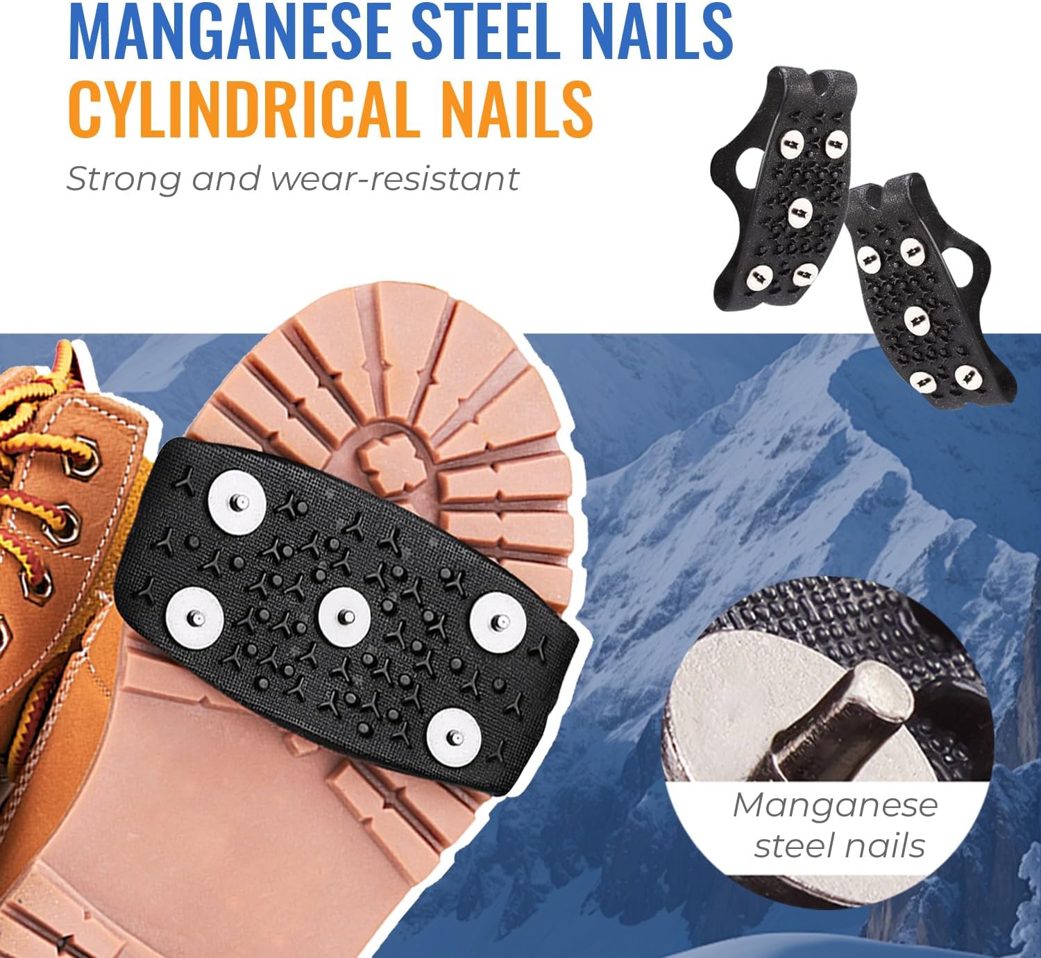 Crampons pour chaussures d'hiver, crampons neige et glace, crampons pour chaussures de montagne, chaussures crampons pour chaussures - 2