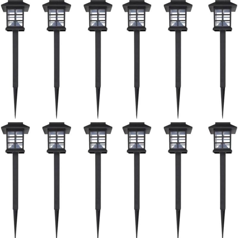 Zestaw 12 solarnych lamp LED z uchwytami 8,6 x 8,6 x 38 cm