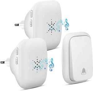 Campanello Senza Batteria – Trasmettitore Cinetico E Ricevitore Da Presa EU, 38 Melodie, Volume 0-50 DB, Portata 150 M, Impermeabile IP68