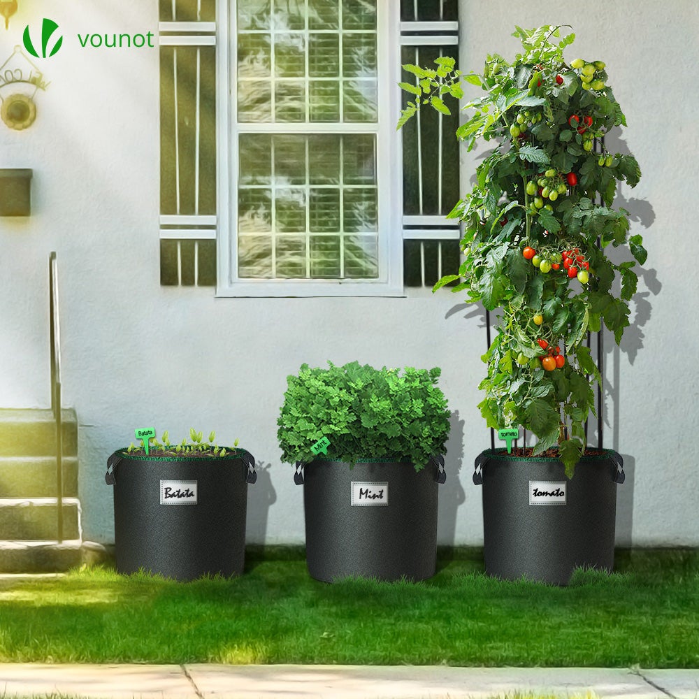 Lot de 5 sacs de plantation non tisse 20L avec poignee Noir VOUNOT® - 5