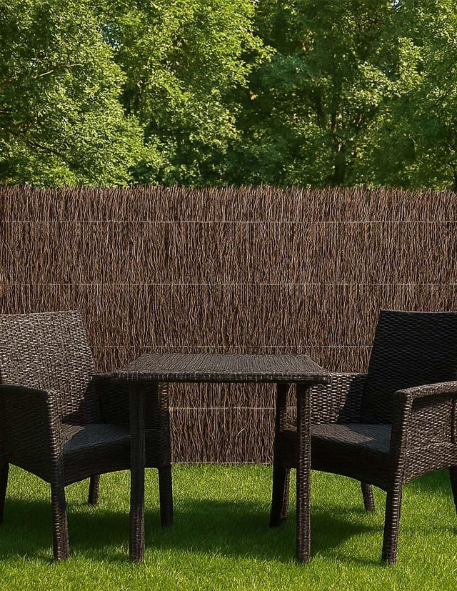 JARDIN202 - Cerramiento de Brezo Natural Alta Densidad 1800g/m² Ocultación 80% para Jardín, Terraza o Balcón, Cosido con Alambre Galvanizado | 2x5m