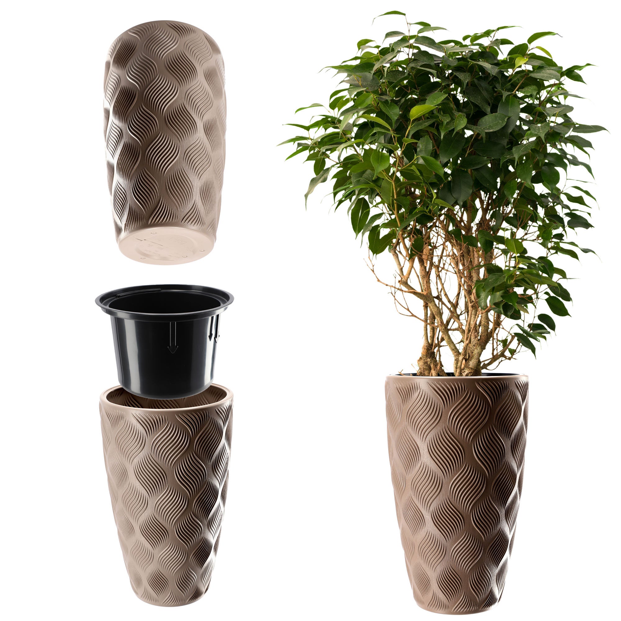 DONICZKA DONICA NA KWIATY Z WKŁADEM 58cm OSŁONKA KWIETNIK PLASTIKOWA WYSOKA