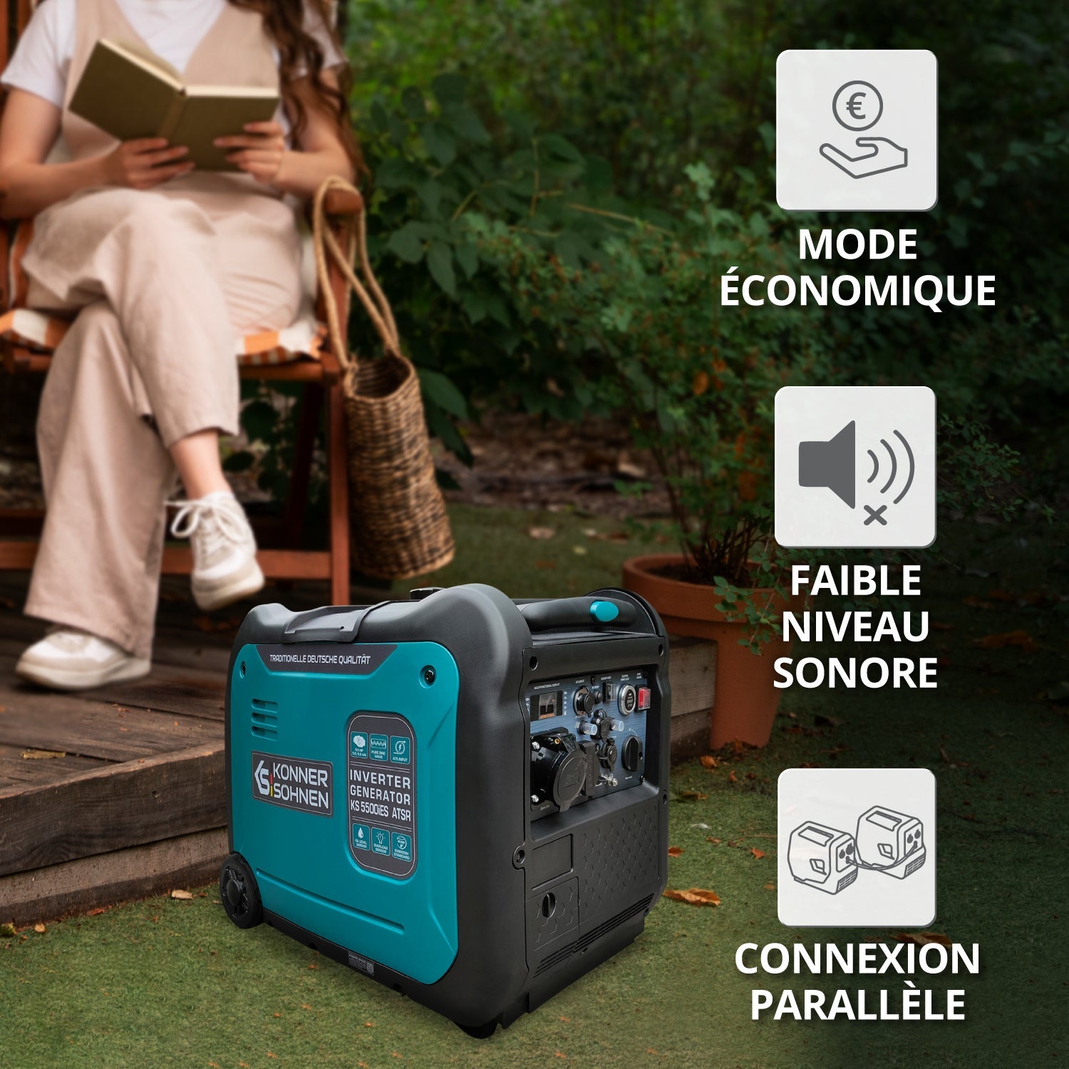 Groupe électrogène-onduleur dans la boîte anti-bruit KS 5500iES ATSR Puissance maximale 5.5 kW - 5