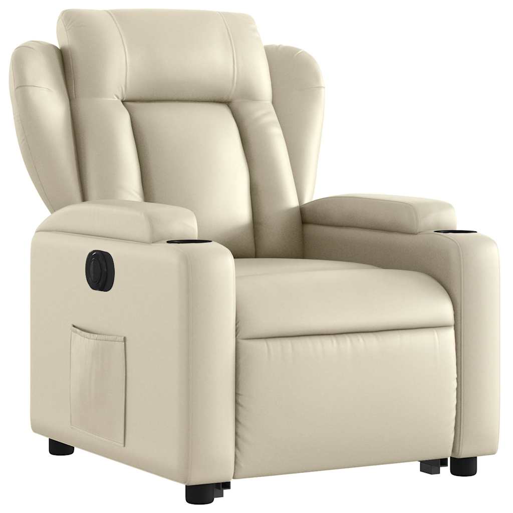 Fauteuil inclinable électrique crème similicuir - 4