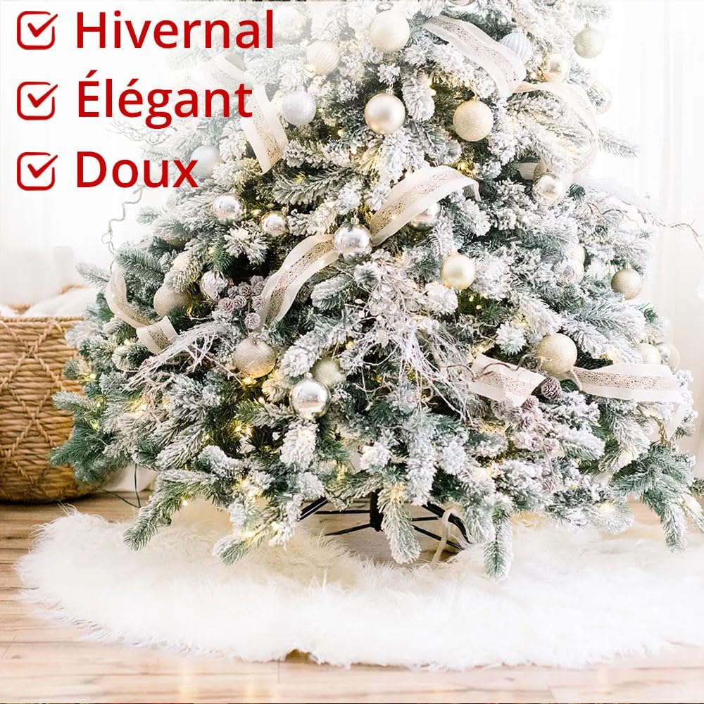 Saia para árvore de Natal, capa decorativa para árvore de Natal, tapete branco para árvore de Natal, diâmetro 150 cm - 5