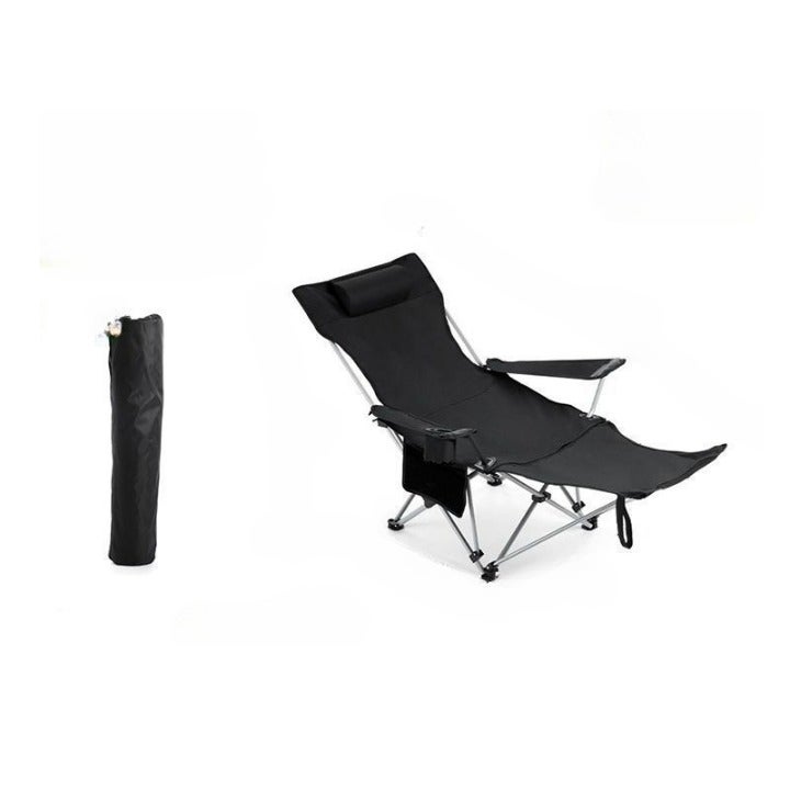Lekki składany fotel wypoczynkowy, przenośny fotel kempingowy, krzesło plażowe, do wędkowania i wypoczynku w domu, czarny, 165*50*90 cm, bardzo długi