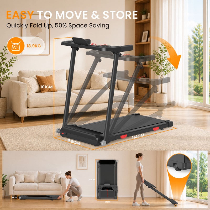 Passadeira Dobrável | Ajuste de Inclinação | 3,0 HP | Ultrassilenciosa | 1–12 km/h | Controlo via App Inteligente | Design com Absorção de Impacto - 5