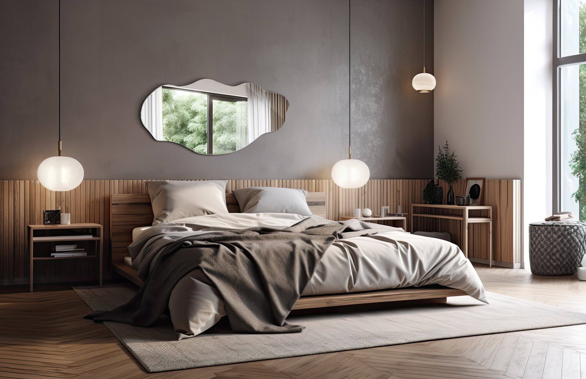 Miroir irrégulier pour maquillage, salle de bain, chambre à coucher - 45 cm x 90 cm - 8