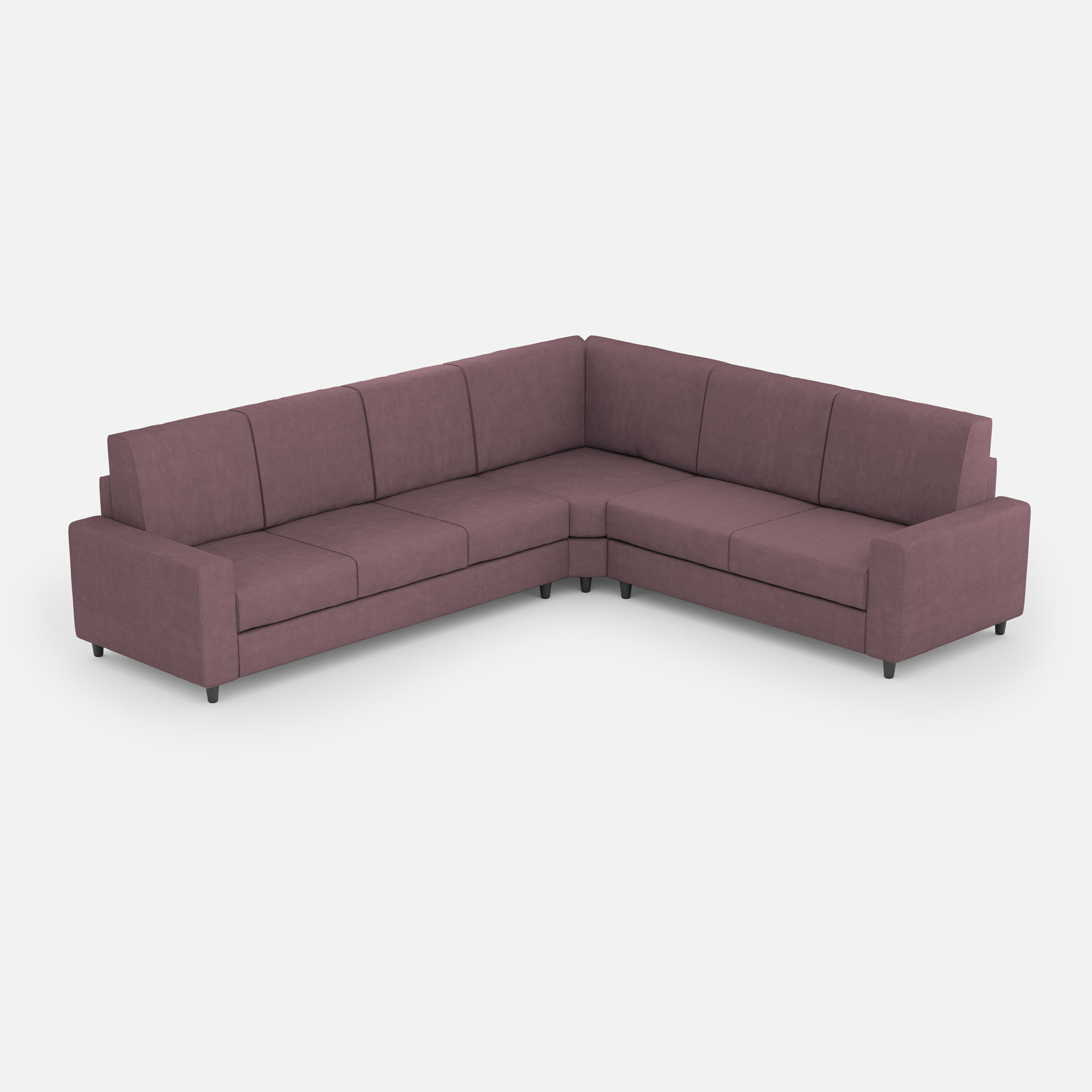 Sofá sakar de 3 plazas (tres plazas de 60 cm) + rincón + sofá de 2 plazas (dos plazas de 60 cm) dimensiones exteriores l.286x226 color ciruela