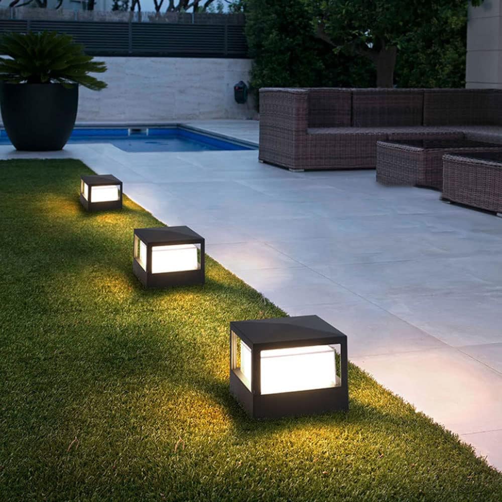 Lampe de Poteau Lampe Pilier Portail Lampe D'exterieur lumiere colonne lampe Villa etanche Aluminium jardin paysage pelouse porte cloture entree lumie - 2