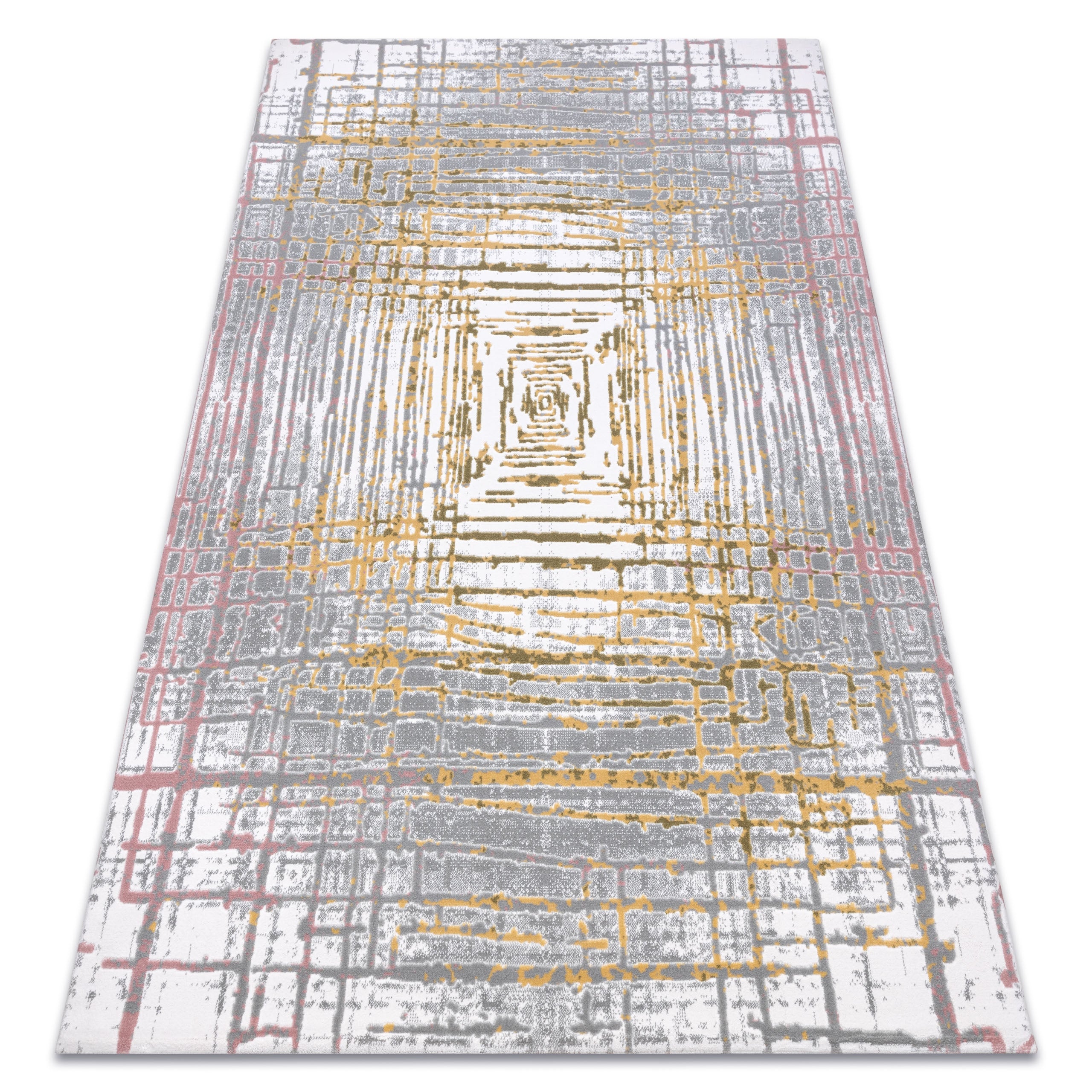 Dywan AKRYL USKUP Abstrakcja 353 kość słoniowa / żółty 80x300 cm