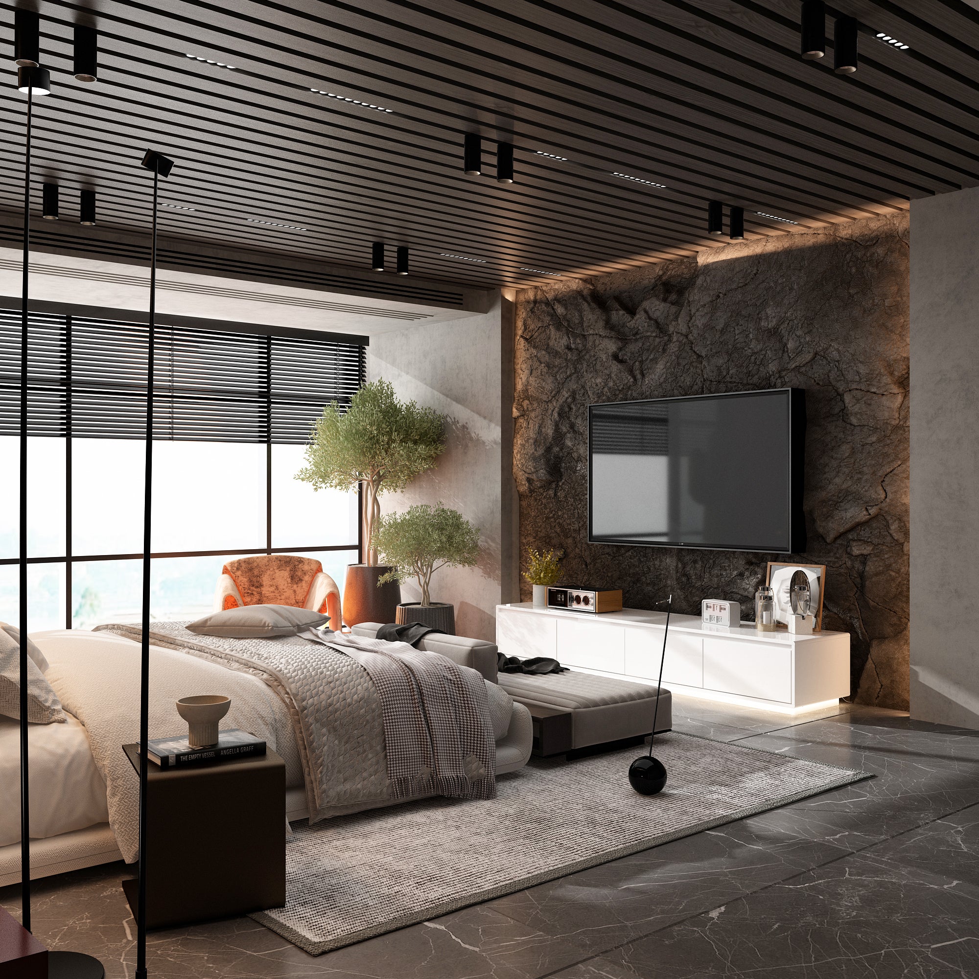 Meuble TV avec Lumière LED tricolore, Support TV-Meuble bas avec 4 Tiroirs, Salon, 180x40x30cm, Blanc - 6