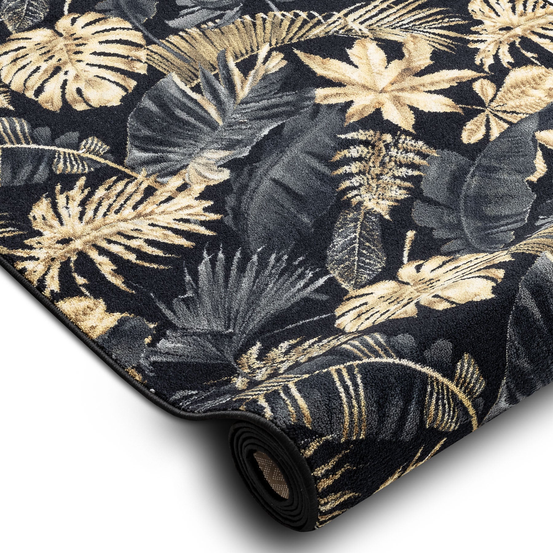 CHODNIK podgumowany MONSTERA Liście guma złoty 67 cm 67x830 cm - 2