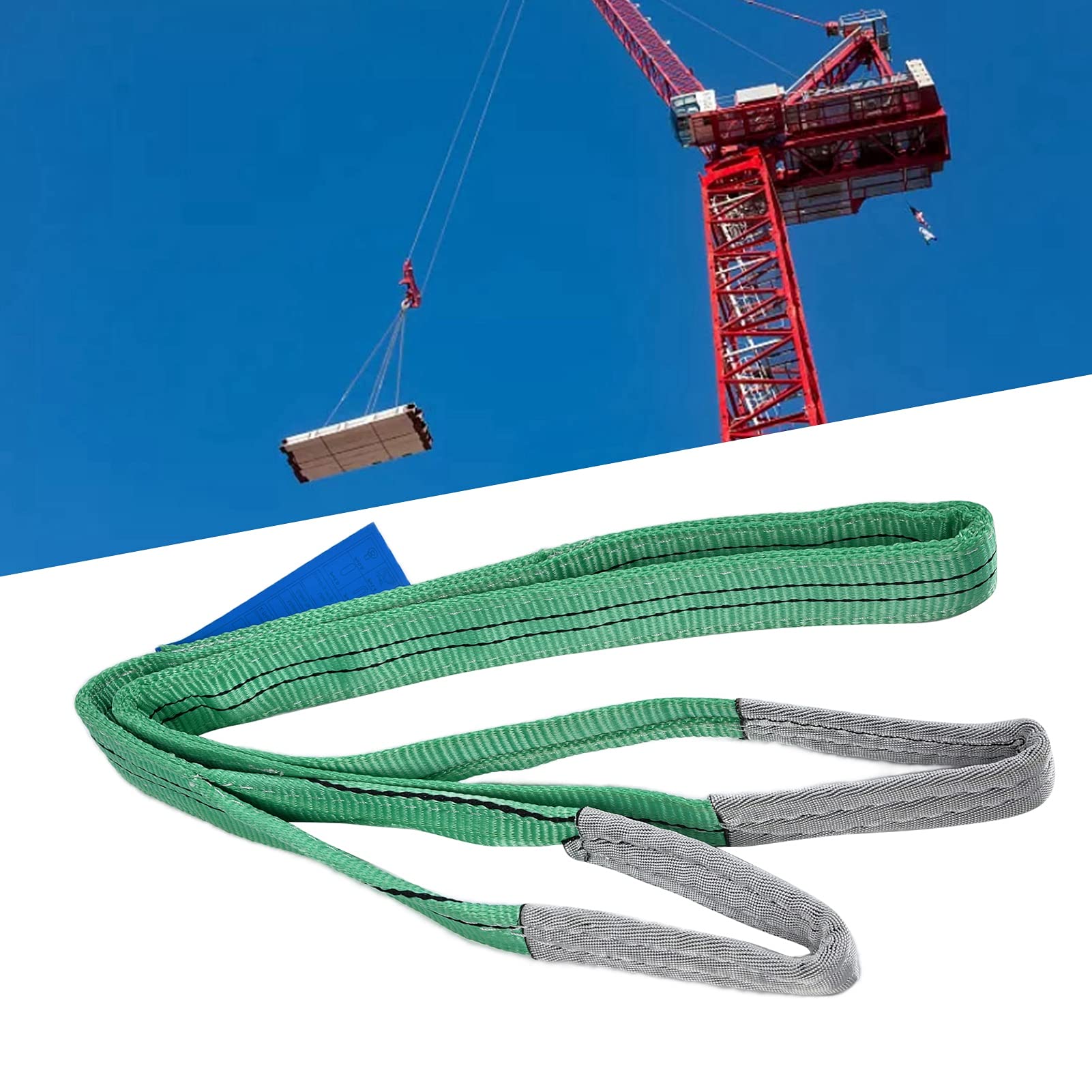 Sangle Plate Polyester Élingues Levage Polyester 2T - 3m Vert